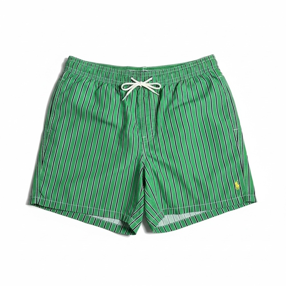Polo Ralph Lauren Swim Trunks XL‎ Green Navy Striped Mesh Lined Preppy